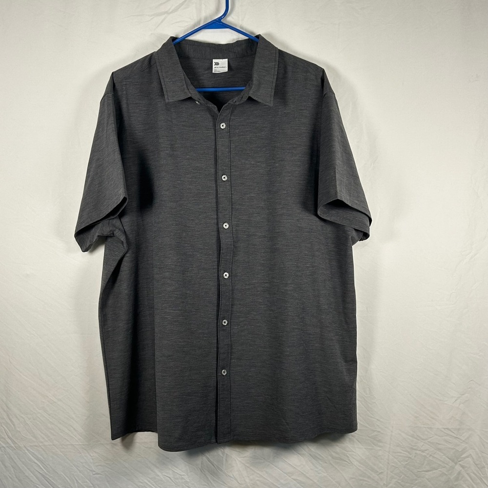 All in Motion Button Down Mens XXL Charcoal Short Sleeve Performance